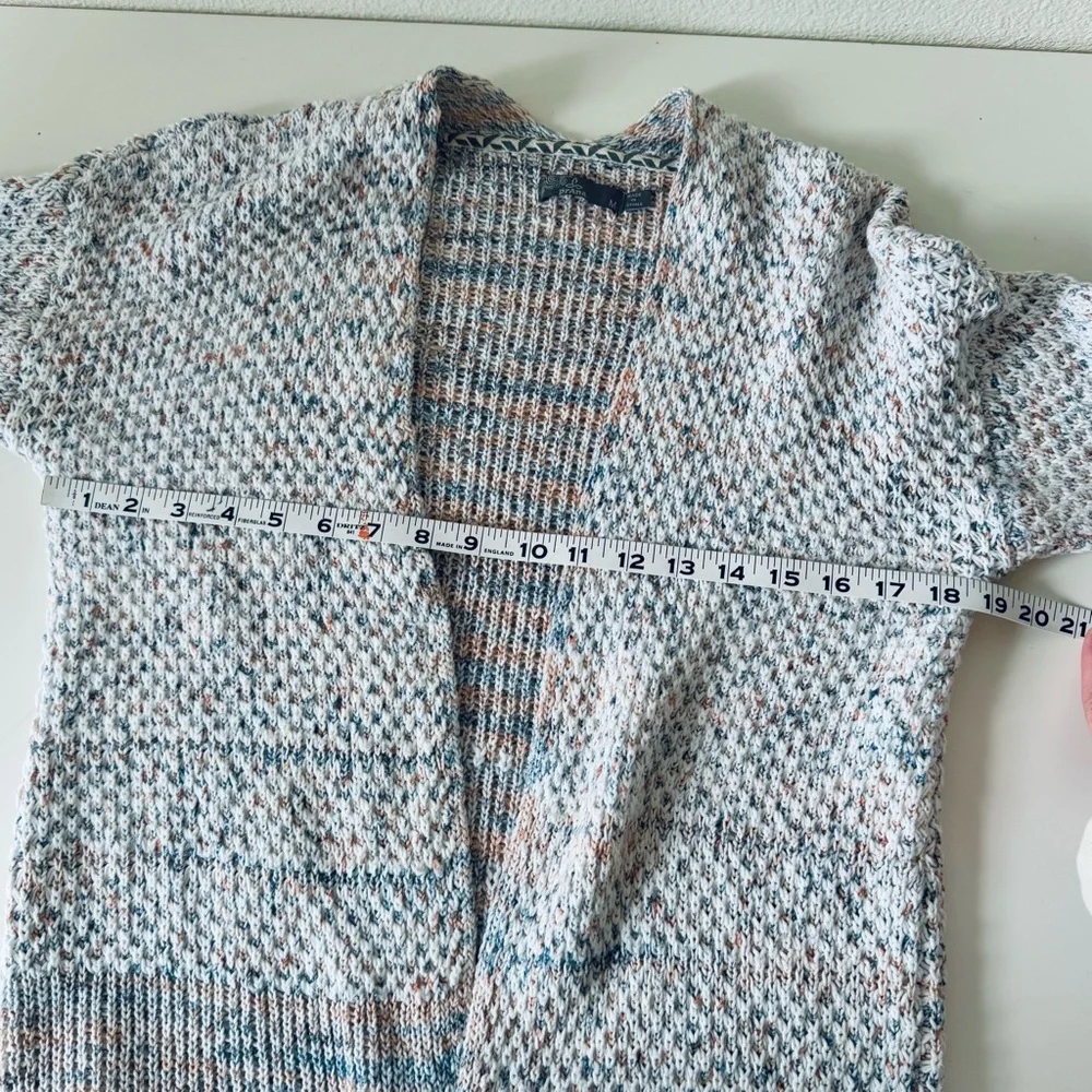 prAna Long Open Front Greta Duster Cardigan Sweater Marled Knit-Blue-Rose-Medium - Picture 11 of 16
